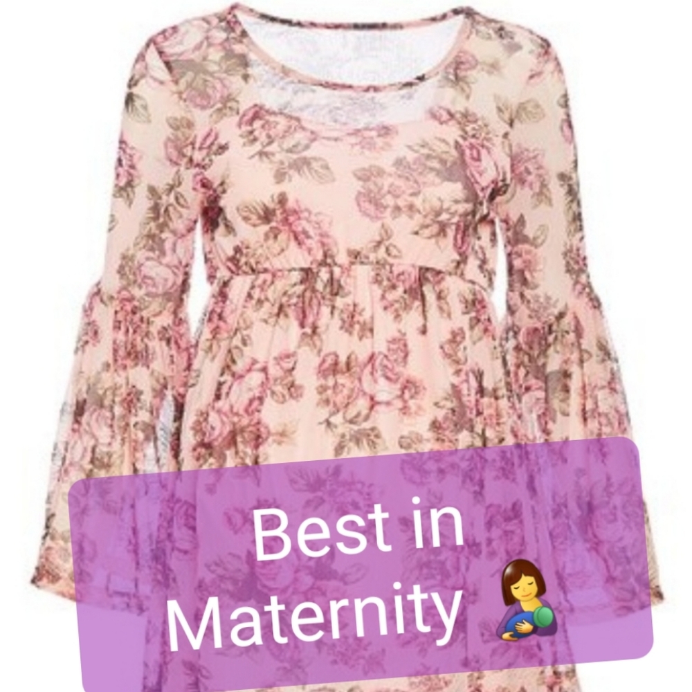 Mom & Co. Maternity Pink Mesh Floral Top